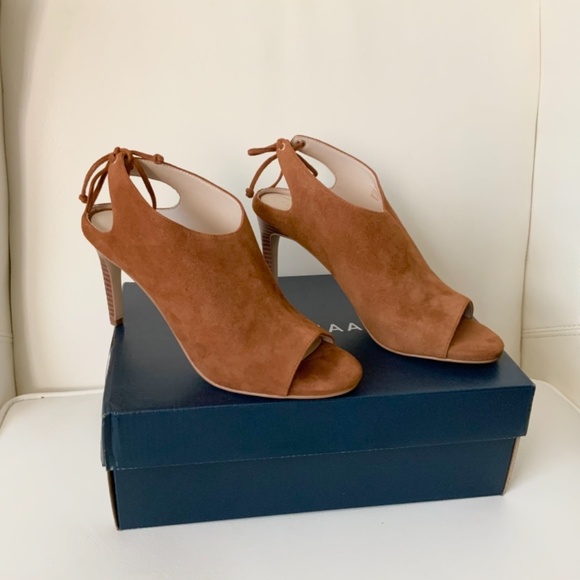 Cole Haan Emmett Ch British Tan Brown Suede Pumps Sandal Stiletto Heel Shoes - Picture 12 of 15